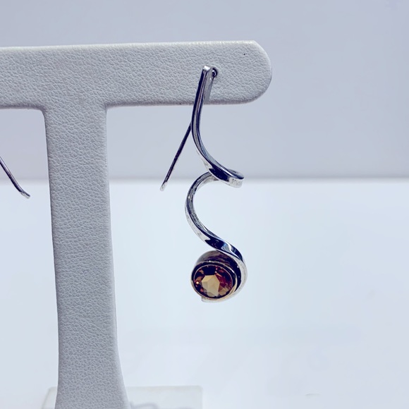 Sterling Silver and Citrine Dangle Earrings - Picture 2 of 4